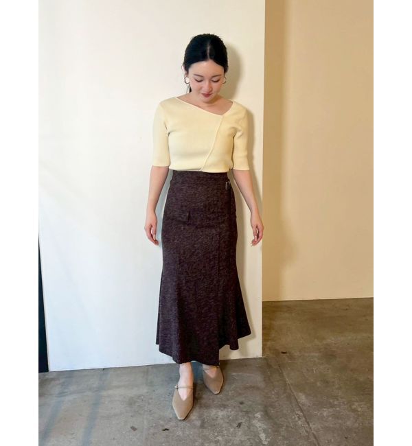 LAGUNAMOON「アシンメトリーリブスリットニットプルオーバー」|ニット・セーター|