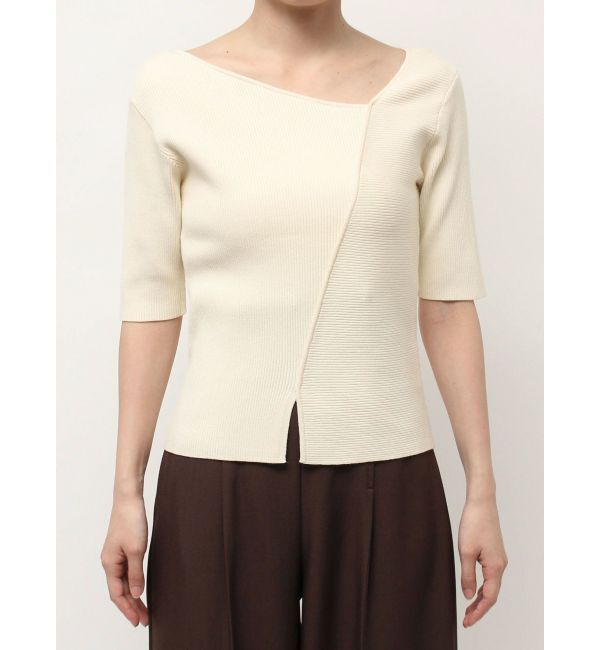 LAGUNAMOON「アシンメトリーリブスリットニットプルオーバー」|ニット・セーター|