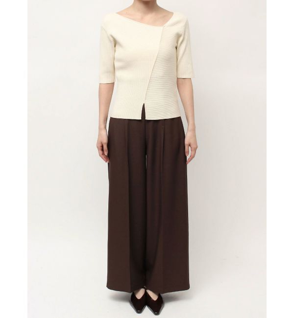 LAGUNAMOON「アシンメトリーリブスリットニットプルオーバー」|ニット・セーター|