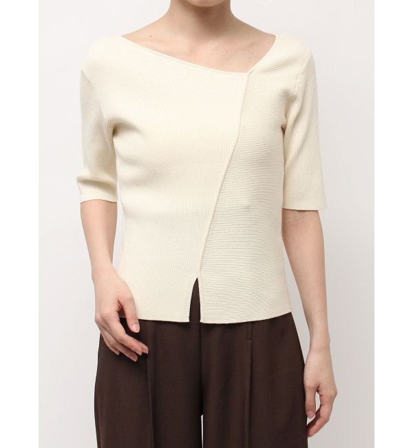 LAGUNAMOON「アシンメトリーリブスリットニットプルオーバー」|ニット・セーター|