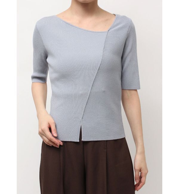 LAGUNAMOON「アシンメトリーリブスリットニットプルオーバー」|ニット・セーター|