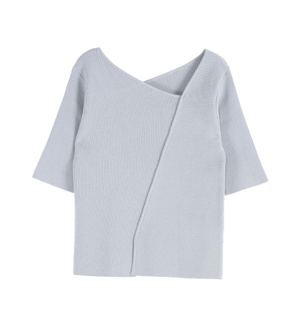 LAGUNAMOON「アシンメトリーリブスリットニットプルオーバー」|ニット・セーター|