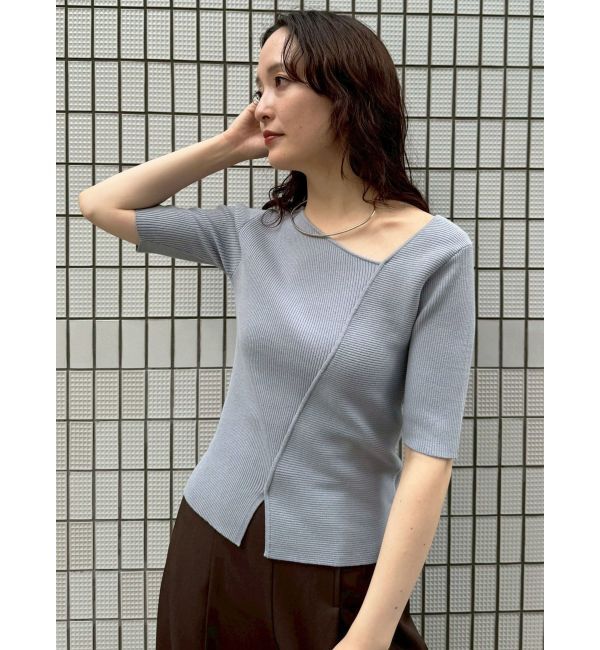 LAGUNAMOON「アシンメトリーリブスリットニットプルオーバー」|ニット・セーター|