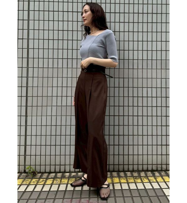 LAGUNAMOON「アシンメトリーリブスリットニットプルオーバー」|ニット・セーター|