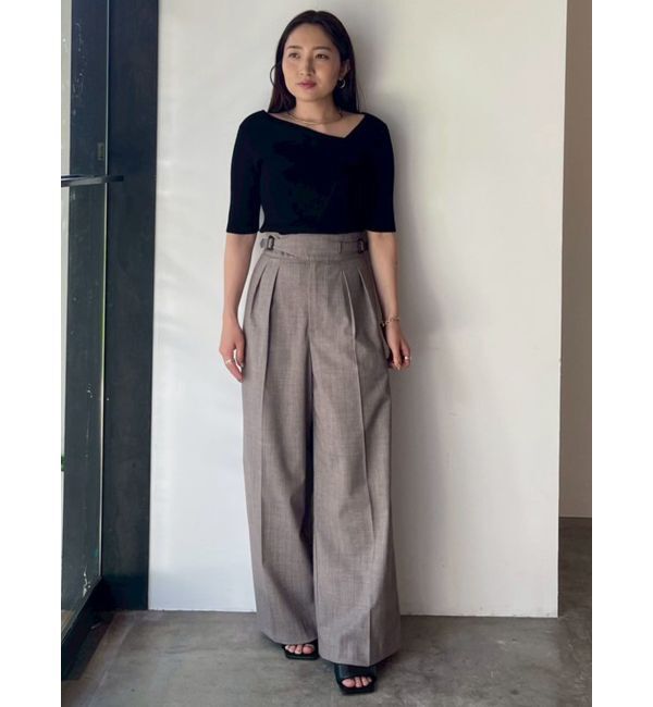 LAGUNAMOON「アシンメトリーリブスリットニットプルオーバー」|ニット・セーター|