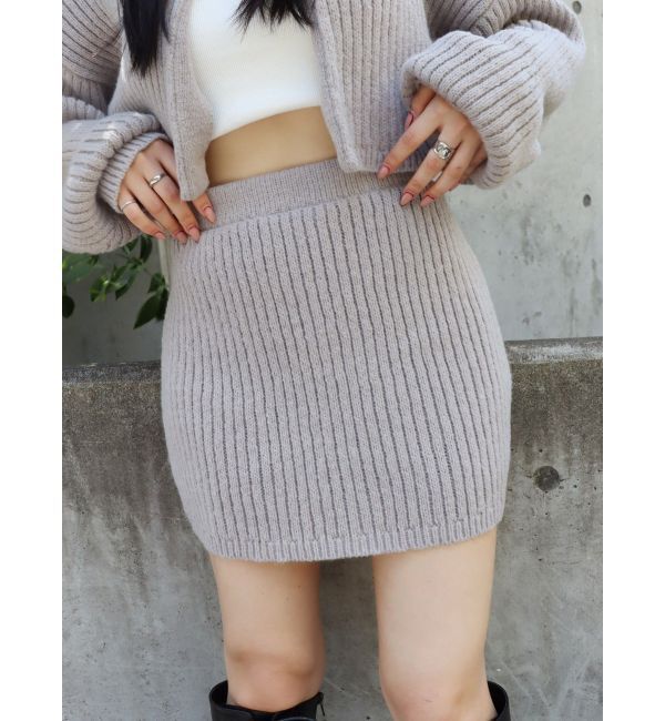EVRIS「リブニットミニスカート【セットアップ着用可能】」|スカート|グレー