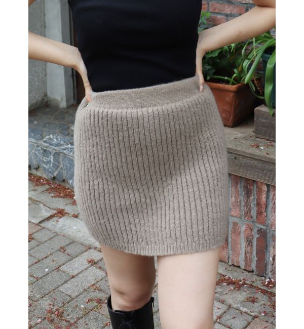 EVRIS「リブニットミニスカート【セットアップ着用可能】」|スカート|ベージュ
