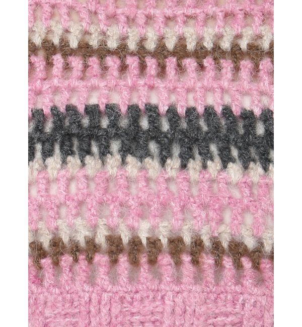 EVRIS「ボーダーメッシュショートニットトップス」|ニット・セーター|