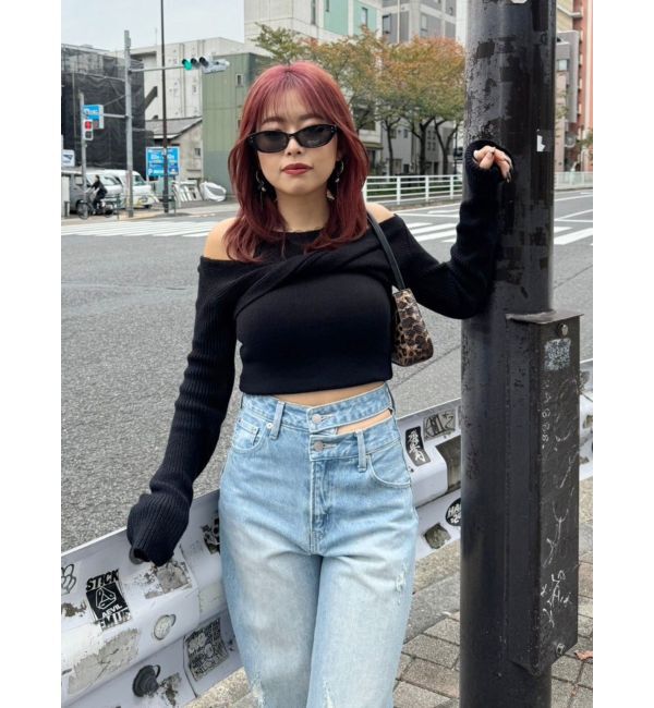 EVRIS「マルチウェイオフショルニットトップス」|ニット・セーター|ブラック