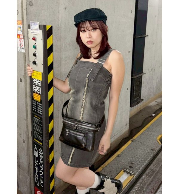 EVRIS「デニムフリンジジャンスカ」|ジャンパースカート|