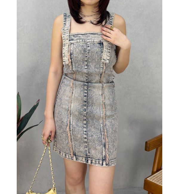 EVRIS「デニムフリンジジャンスカ」|ジャンパースカート|