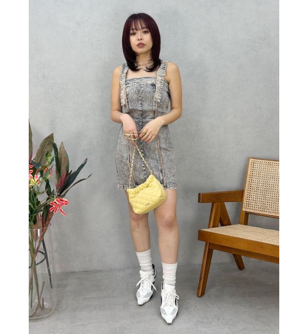 EVRIS「デニムフリンジジャンスカ」|ジャンパースカート|