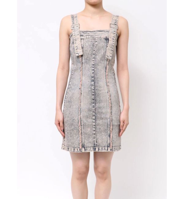 EVRIS「デニムフリンジジャンスカ」|ジャンパースカート|