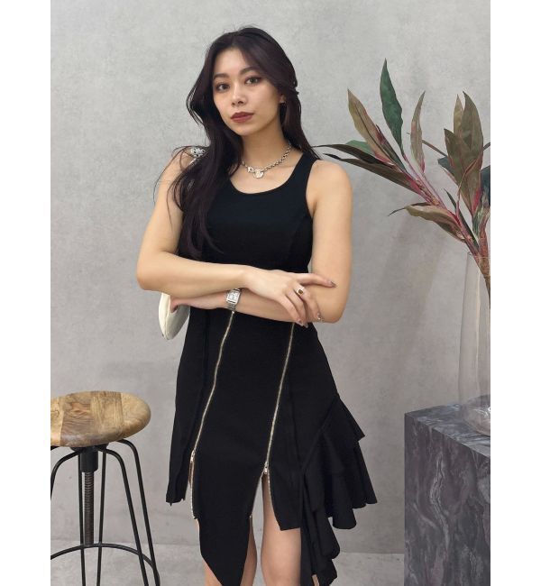 EVRIS「アシンメトリージップタンクワンピース」|ワンピース|