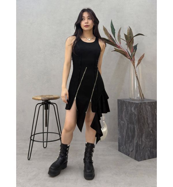 EVRIS「アシンメトリージップタンクワンピース」|ワンピース|