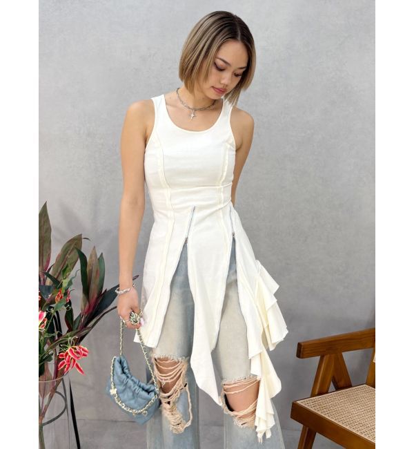 EVRIS「アシンメトリージップタンクワンピース」|ワンピース|