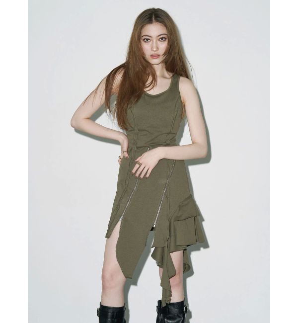 EVRIS「アシンメトリージップタンクワンピース」|ワンピース|