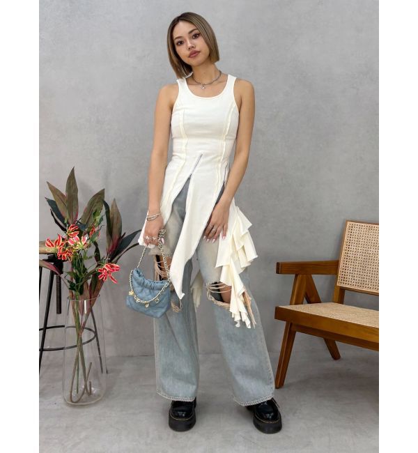 EVRIS「アシンメトリージップタンクワンピース」|ワンピース|