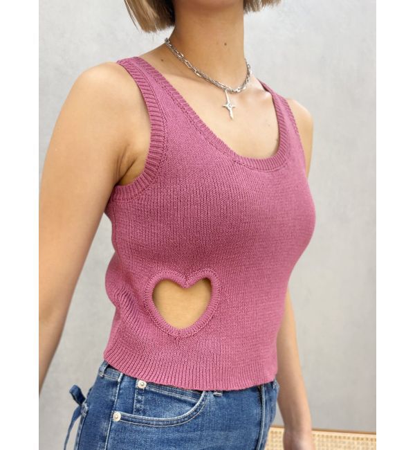 EVRIS「ハートカッティングニットトップス」|タンクトップ|