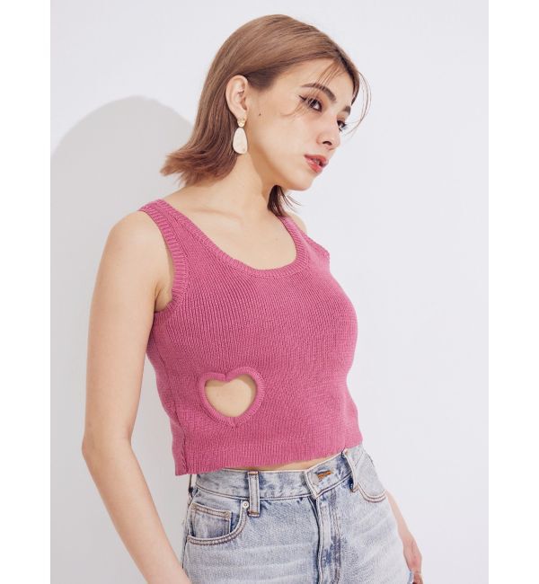 EVRIS「ハートカッティングニットトップス」|タンクトップ|
