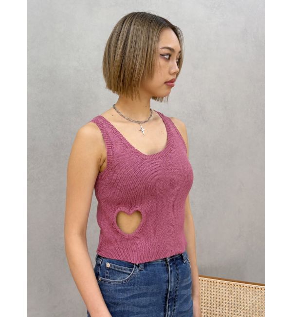 EVRIS「ハートカッティングニットトップス」|タンクトップ|