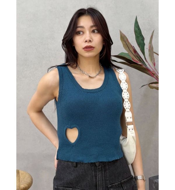 EVRIS「ハートカッティングニットトップス」|タンクトップ|