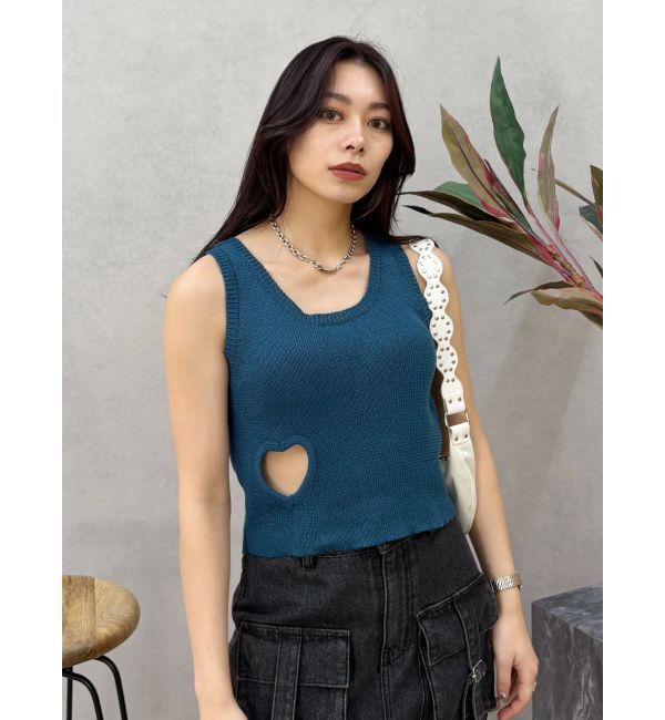 EVRIS「ハートカッティングニットトップス」|タンクトップ|