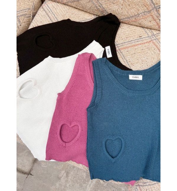 EVRIS「ハートカッティングニットトップス」|タンクトップ|