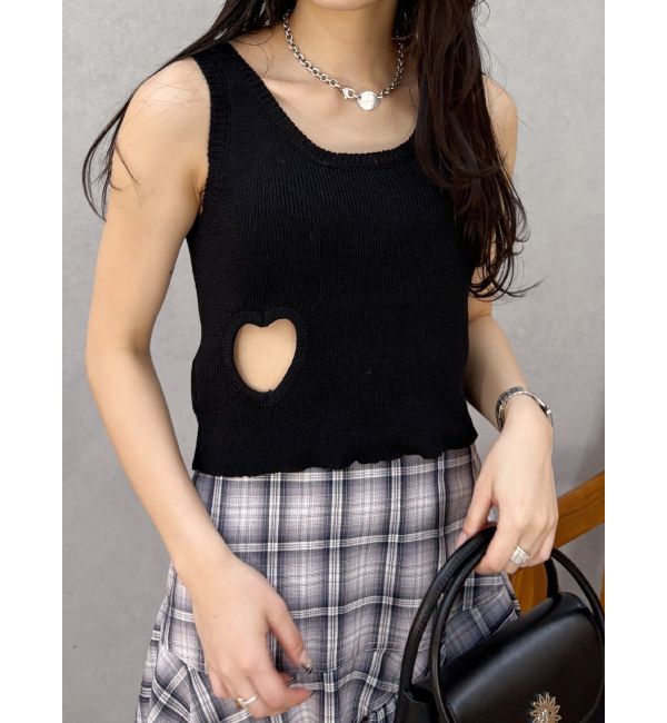 EVRIS「ハートカッティングニットトップス」|タンクトップ|