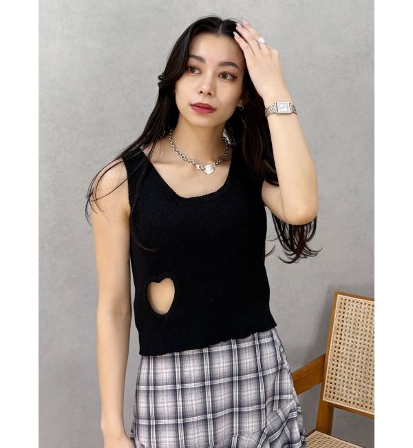 EVRIS「ハートカッティングニットトップス」|タンクトップ|