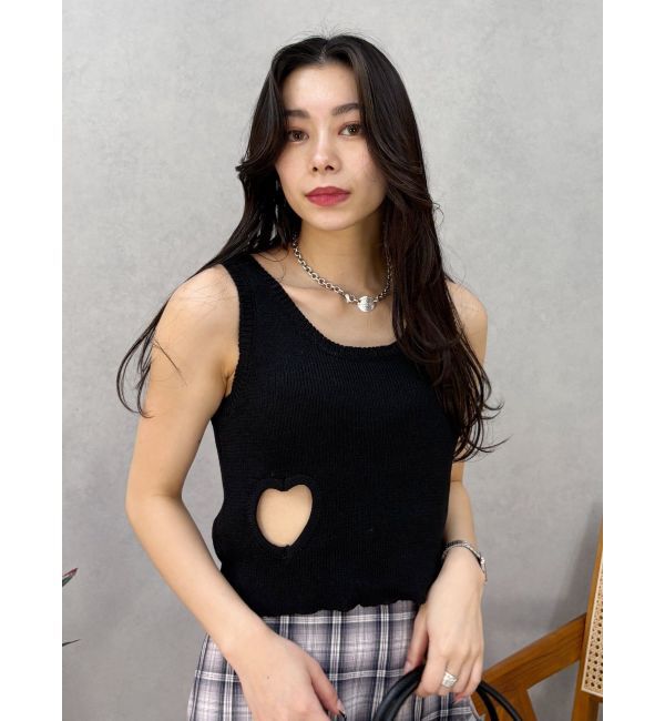 EVRIS「ハートカッティングニットトップス」|タンクトップ|