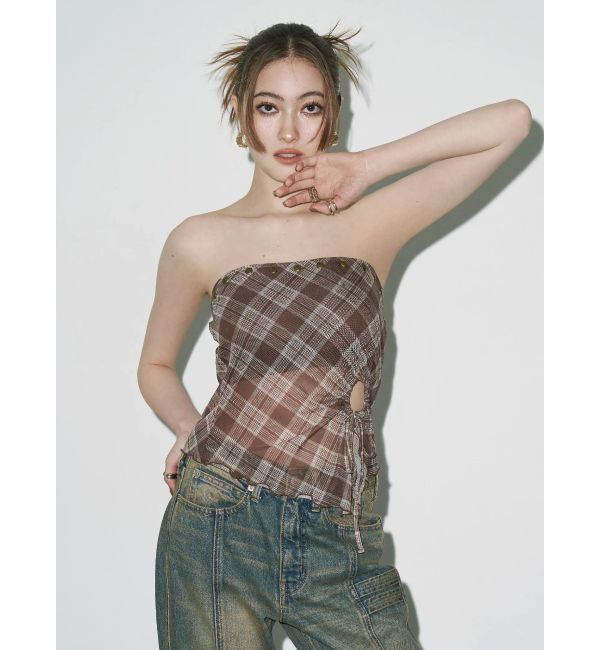 EVRIS「チェックベアトップ」|キャミソール|
