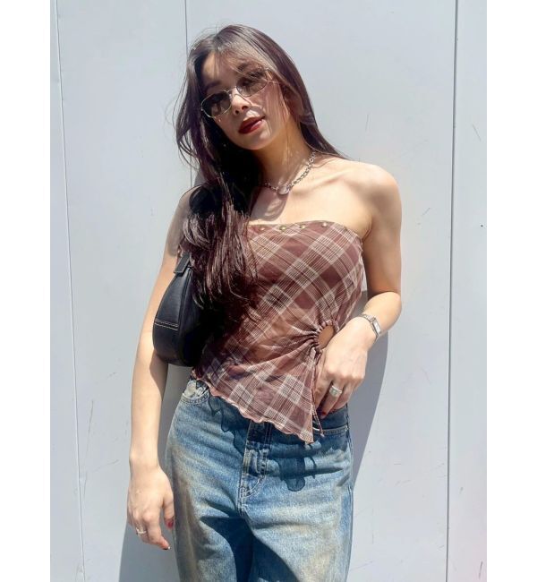 EVRIS「チェックベアトップ」|キャミソール|