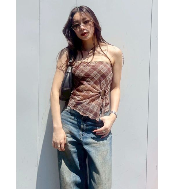 EVRIS「チェックベアトップ」|キャミソール|