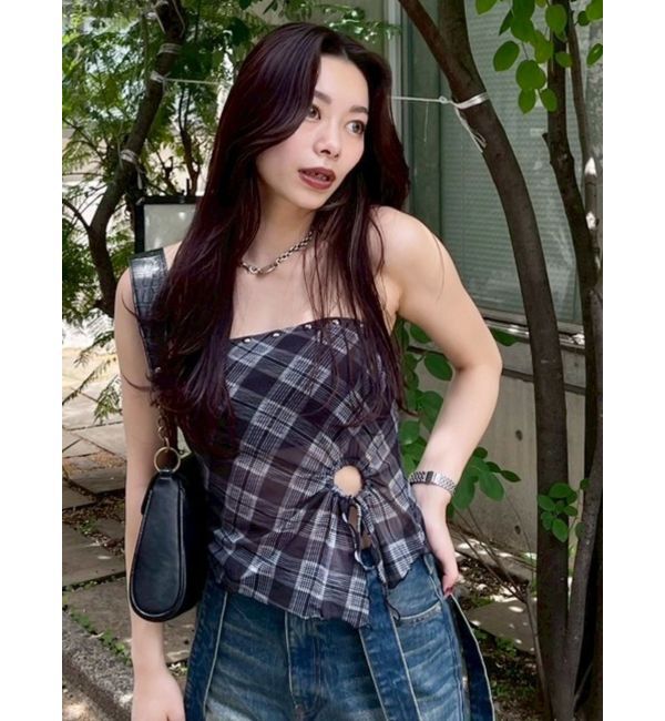 EVRIS「チェックベアトップ」|キャミソール|