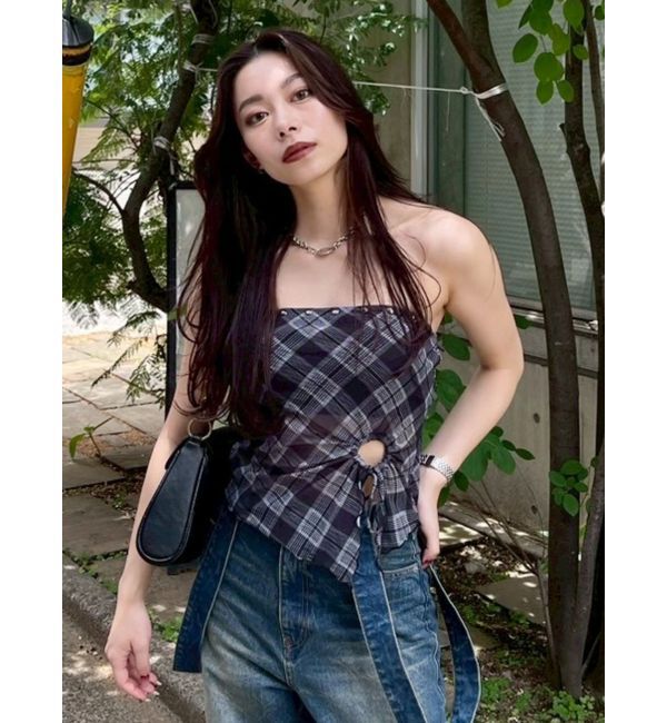 EVRIS「チェックベアトップ」|キャミソール|