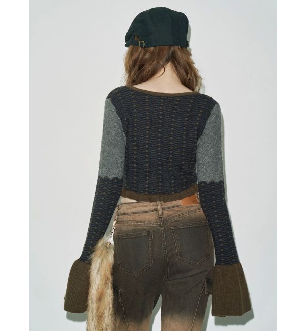 EVRIS「オリジナルパターンショートニットカーディガン」|ニット・セーター|