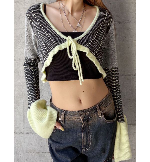 EVRIS「オリジナルパターンショートニットカーディガン」|ニット・セーター|