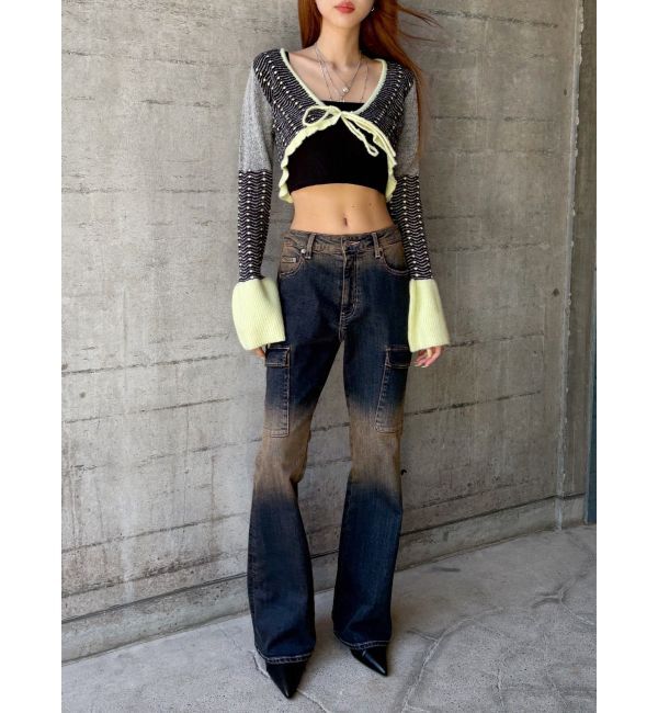 EVRIS「オリジナルパターンショートニットカーディガン」|ニット・セーター|