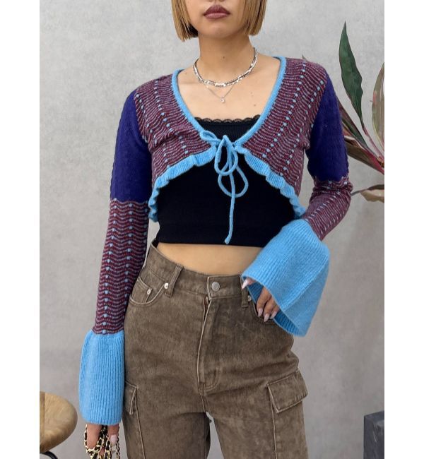 EVRIS「オリジナルパターンショートニットカーディガン」|ニット・セーター|