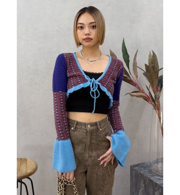 EVRIS「オリジナルパターンショートニットカーディガン」|ニット・セーター|