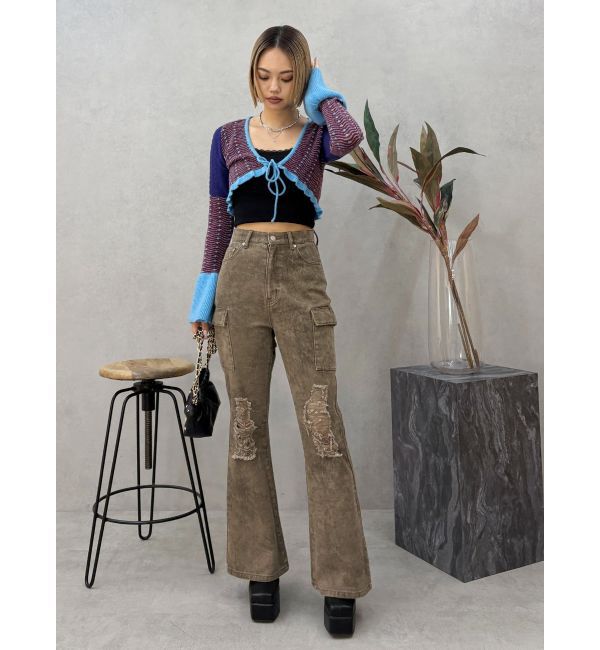 EVRIS「オリジナルパターンショートニットカーディガン」|ニット・セーター|