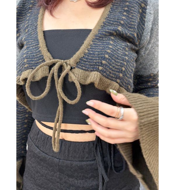EVRIS「オリジナルパターンショートニットカーディガン」|ニット・セーター|