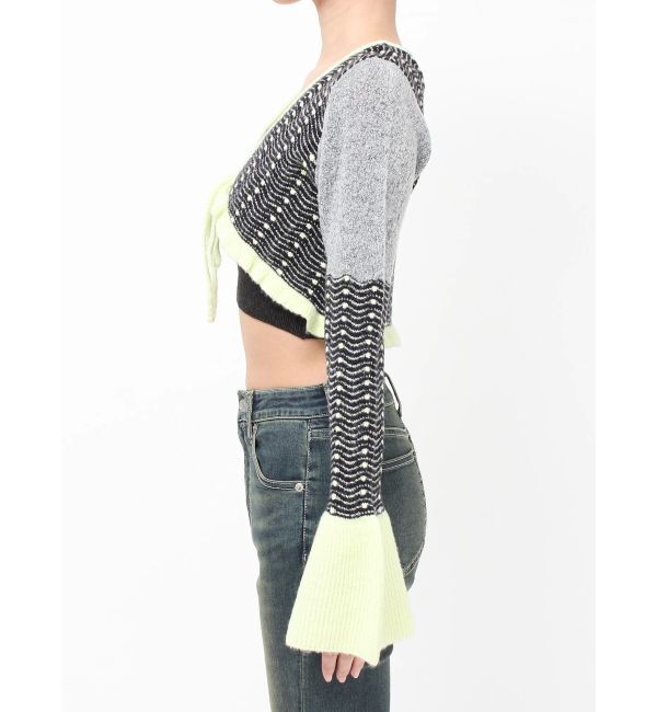 EVRIS「オリジナルパターンショートニットカーディガン」|ニット・セーター|