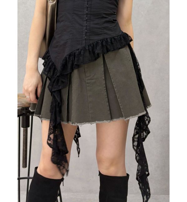 EVRIS「プリーツワイドベルトミニスカート」|スカート|