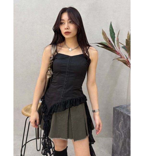 EVRIS「プリーツワイドベルトミニスカート」|スカート|