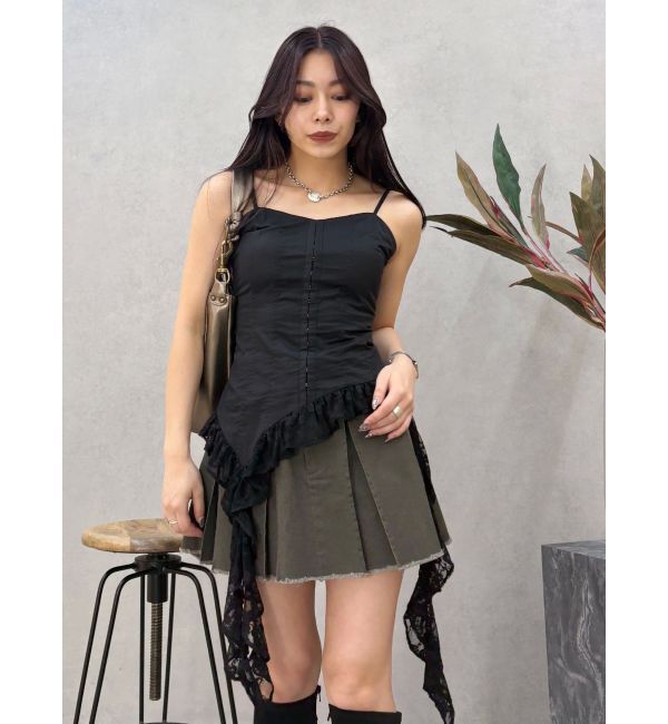 EVRIS「プリーツワイドベルトミニスカート」|スカート|