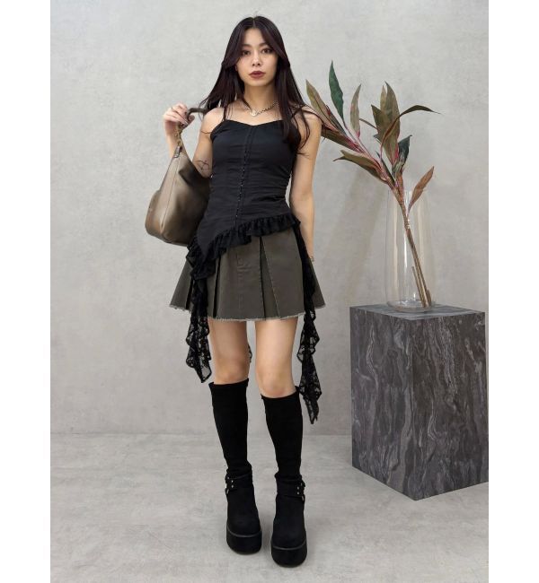 EVRIS「プリーツワイドベルトミニスカート」|スカート|