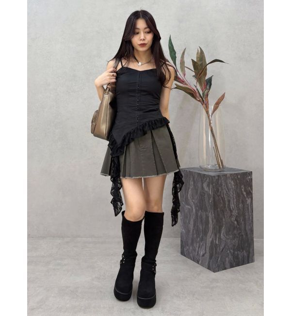 EVRIS「プリーツワイドベルトミニスカート」|スカート|