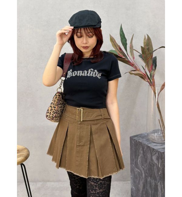 EVRIS「プリーツワイドベルトミニスカート」|スカート|